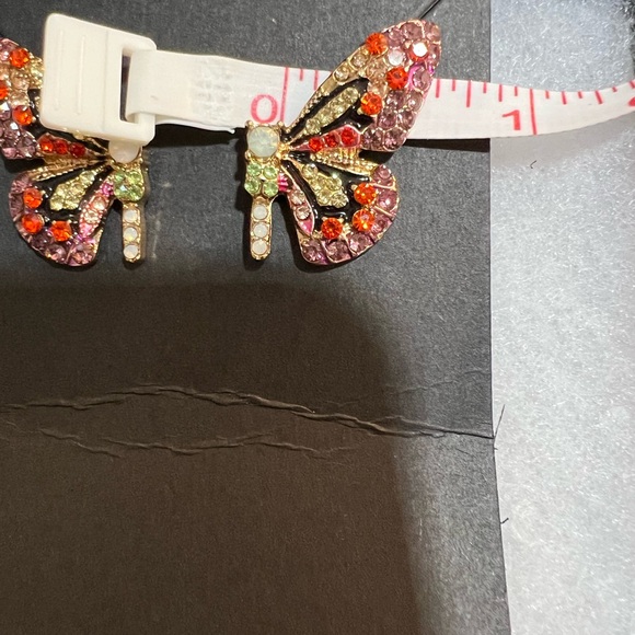 BUTTERFLY MULTI COLORED CRYSTAL PIERCED EARRINGS - Picture 3 of 5